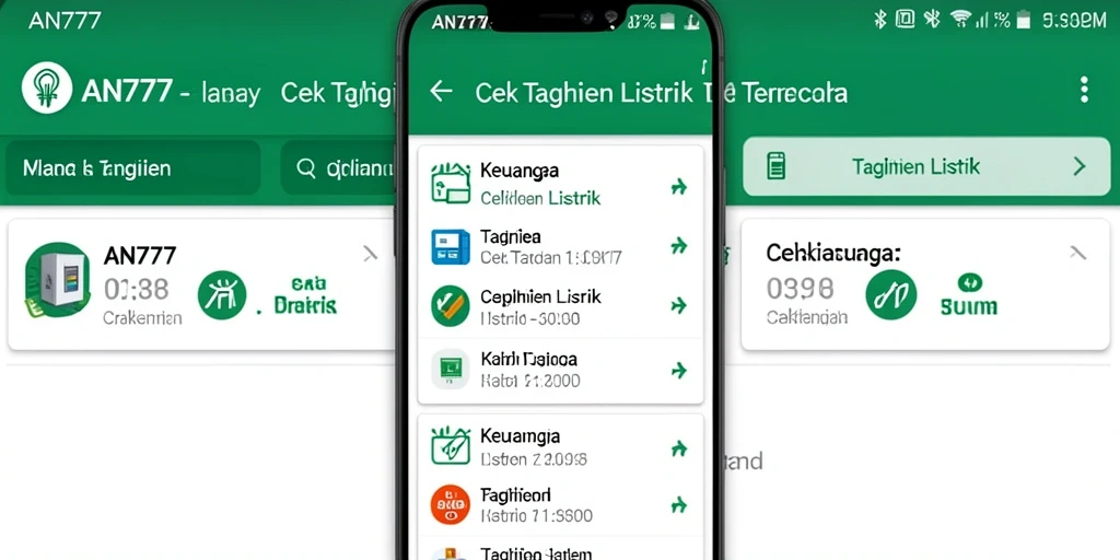 Tampilan antarmuka AN777 untuk Cek Tagihan Listrik yang user-friendly.