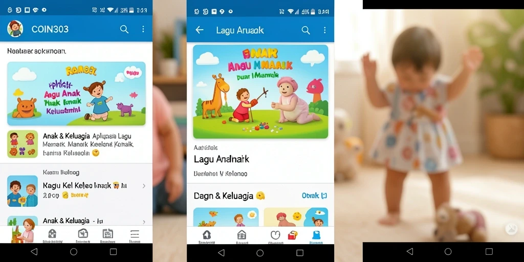 Tampilan antarmuka COIN303 dengan pilihan lagu anak yang ceria.
