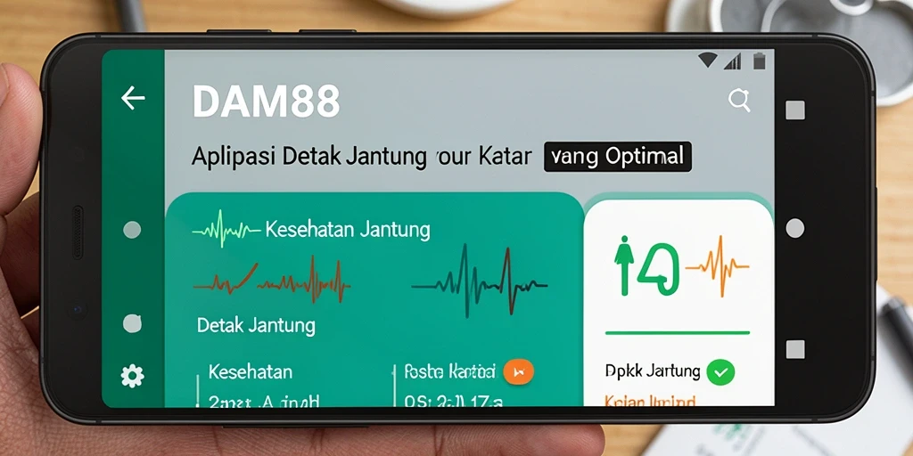 Tampilan antarmuka utama aplikasi Detak Jantung DAM88.