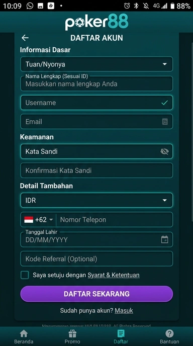 Panduan Registrasi Akun Baru poker88 untuk Pengguna Android